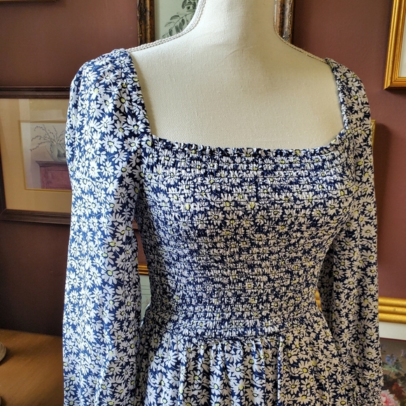 J. CREW XXS floral cottagecore blue and yellow dress Re-imagined - Picture 8 of 15